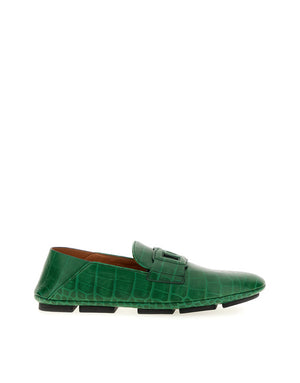 CROCODILE-PRINT CALFSKIN DRIVER SHOES