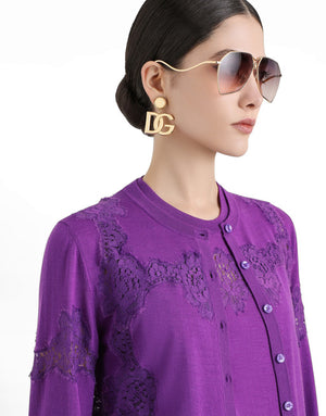 WOOL CARDIGAN WITH LACE