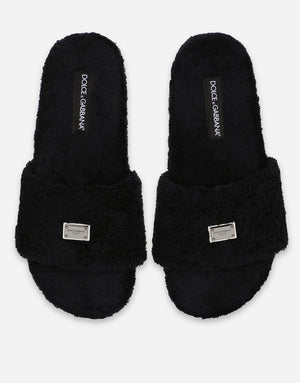 TERRYCLOTH SLIDERS WITH LOGO TAG