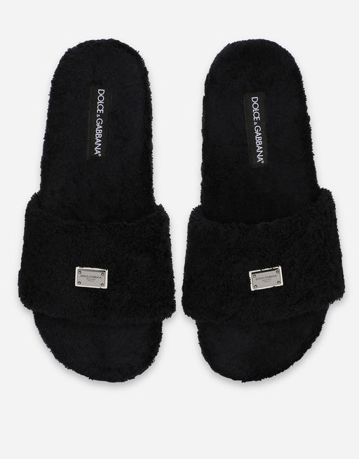 TERRYCLOTH SLIDERS WITH LOGO TAG