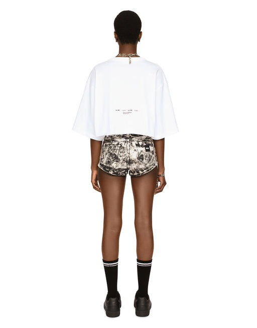 CROPPED SHORT-SLEEVED COTTON JERSEY T-SHIRT WITH ROUND NECK DGVIB3