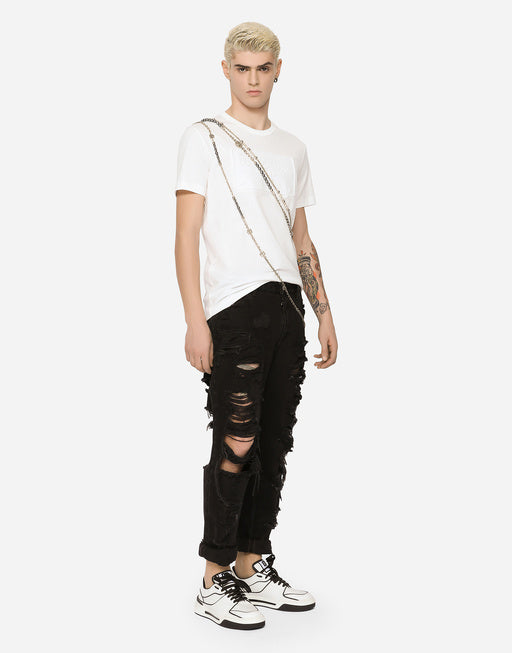 COTTON T-SHIRT WITH EMBOSSED LOGO