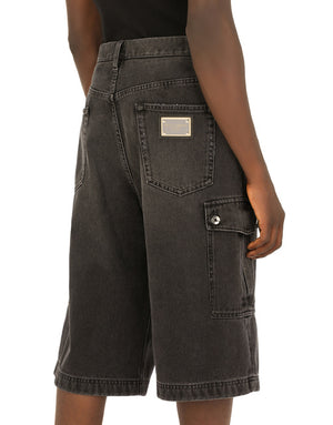 WASHED BLACK CARGO SHORTS