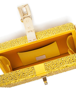 DOLCE BOX CLUTCH WITH HEAT-APPLIED RHINESTONES