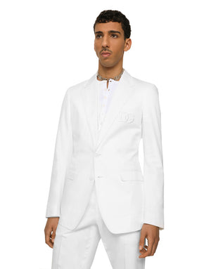 SINGLE-BREASTED COTTON TAORMINA JACKET WITH DG PATCH