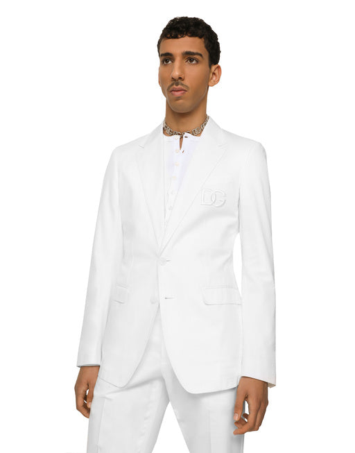 SINGLE-BREASTED COTTON TAORMINA JACKET WITH DG PATCH