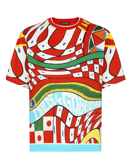 COTTON T-SHIRT WITH CARRETTO PRINT