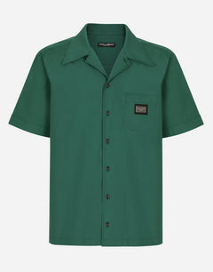 COTTON HAWAIIAN SHIRT WITH BRANDED TAG