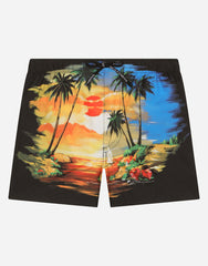 NYLON SWIM TRUNKS WITH HAWAIIAN PRINT
