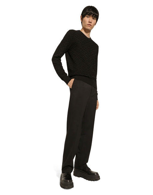 CREW NECK SILK SWEATER WITH ALLOVER DG LOGO