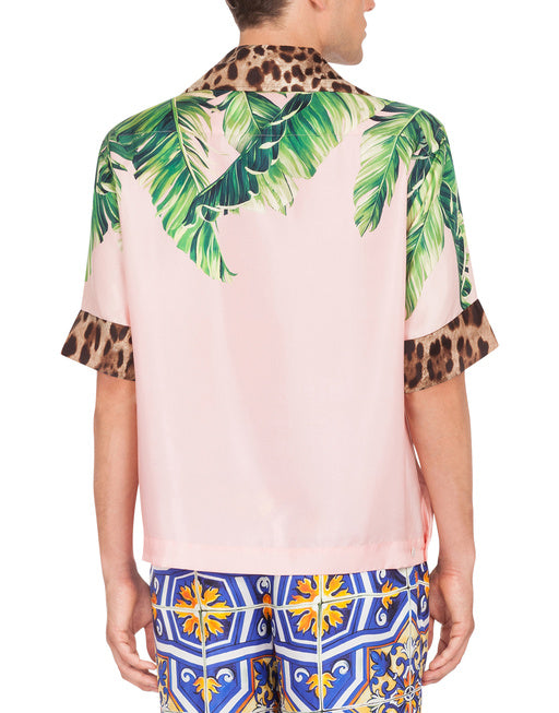 HAWAII SHIRT WITH BANANA TREE AND LEOPARD PRINT