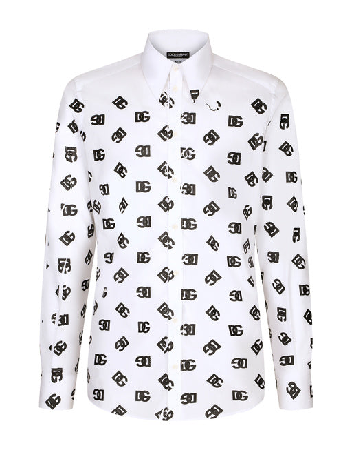 COTTON MARTINI-FIT SHIRT WITH DG LOGO PRINT