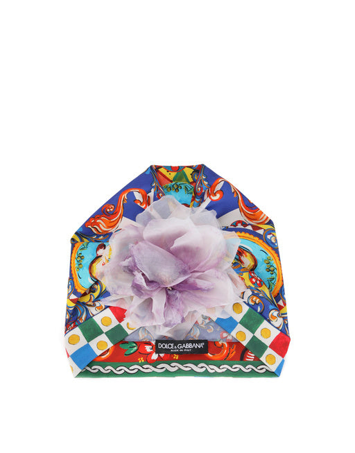 CHARMEUSE TURBAN WITH FLORAL APPLIQUÉS