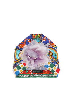 CHARMEUSE TURBAN WITH FLORAL APPLIQUÉS