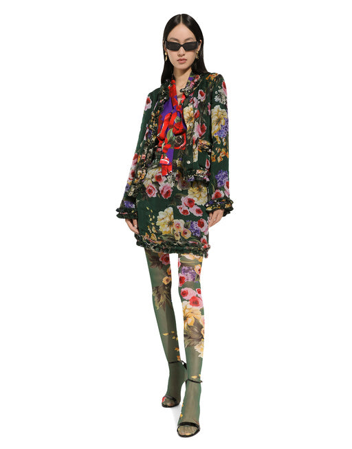 GARDEN-PRINT CHIFFON JACKET