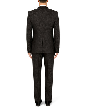JACQUARD SICILIA-FIT SUIT WITH SATIN PIPING