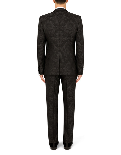 JACQUARD SICILIA-FIT SUIT WITH SATIN PIPING
