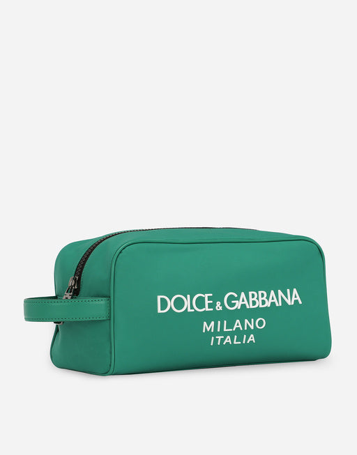NYLON TOILETRY BAG WITH RUBBERIZED LOGO