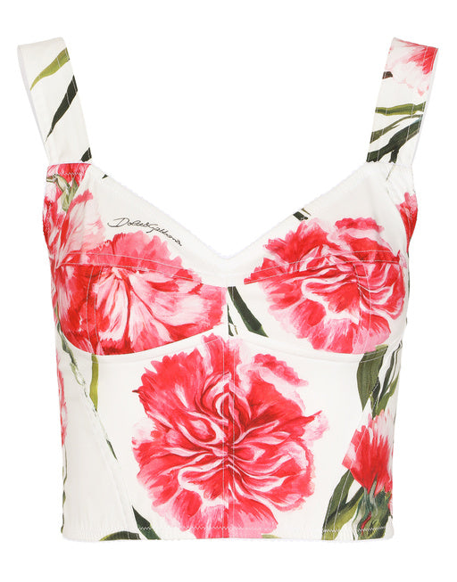 CARNATION-PRINT POPLIN CORSET