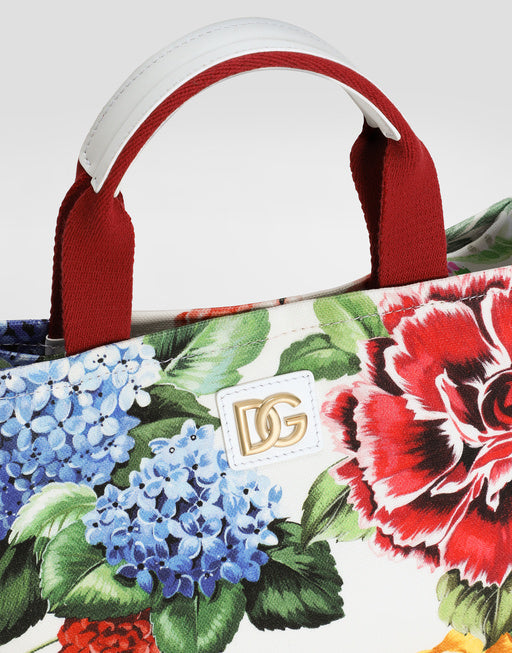 CANVAS HANDBAG WITH FLORAL PRINT