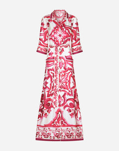 SILK TWILL ROBE WITH MAJOLICA PRINT