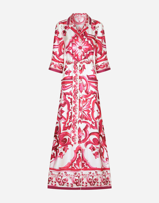 SILK TWILL ROBE WITH MAJOLICA PRINT