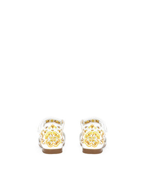 PRINTED NAPPA LAMBSKIN SANDALS