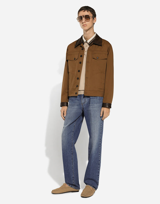 JACKET WITH LEATHER TRIMS