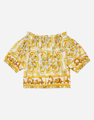 POPLIN BLOUSE WITH YELLOW MAJOLICA PRINT