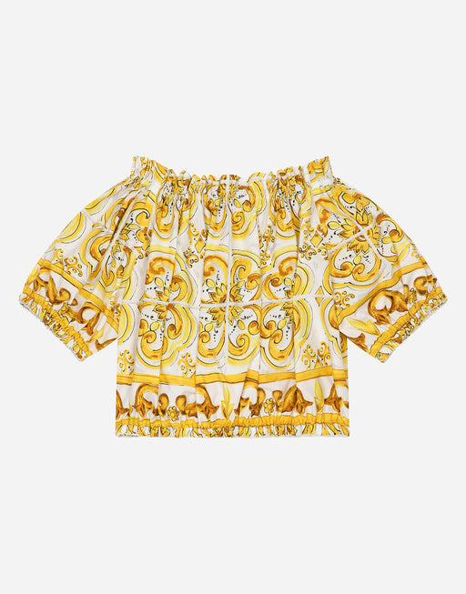 POPLIN BLOUSE WITH YELLOW MAJOLICA PRINT