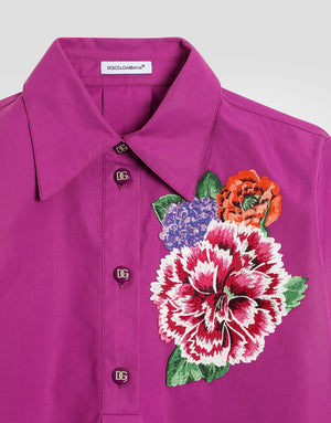 COTTON POPLIN DRESS WITH PATCH