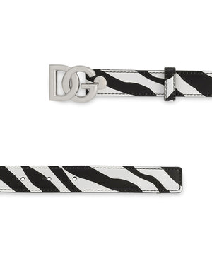 PRINTED CALFSKIN BELT WITH DG LOGO