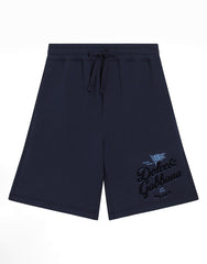 FLEECE SHORTS WITH DOLCE&GABBANA LOGO AND FLAG