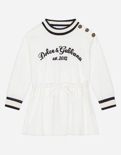 SHORT INTERLOCK DRESS WITH LOGO PATCH EMBELLISHMENT