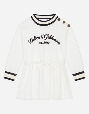 SHORT INTERLOCK DRESS WITH LOGO PATCH EMBELLISHMENT