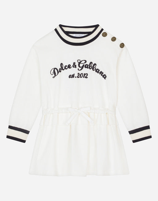 SHORT INTERLOCK DRESS WITH LOGO PATCH EMBELLISHMENT