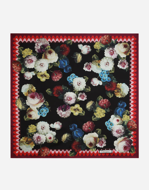 TWILL SCARF WITH VINTAGE ROSE PRINT (90 X 90)