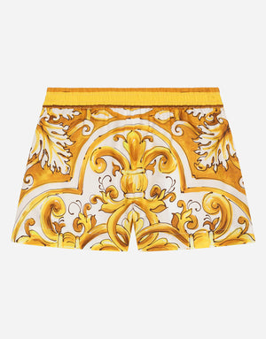 POPLIN SHORTS WITH YELLOW MAJOLICA PRINT