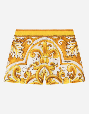 POPLIN SHORTS WITH YELLOW MAJOLICA PRINT