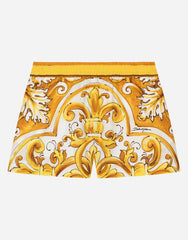 POPLIN SHORTS WITH YELLOW MAJOLICA PRINT