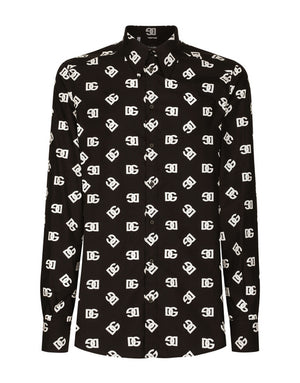 COTTON MARTINI-FIT SHIRT WITH DG MONOGRAM PRINT