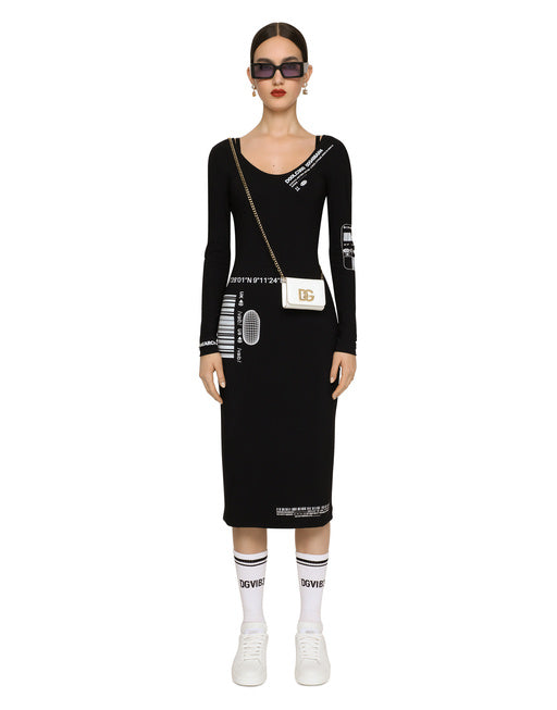 LONG-SLEEVED SPANDEX JERSEY MIDI DRESS DGVIB3