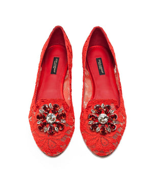SLIPPER IN TAORMINA LACE WITH CRYSTALS