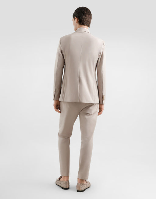SINGLE-BREASTED STRETCH JERSEY JACKET WITH LOGO EMBROIDERY