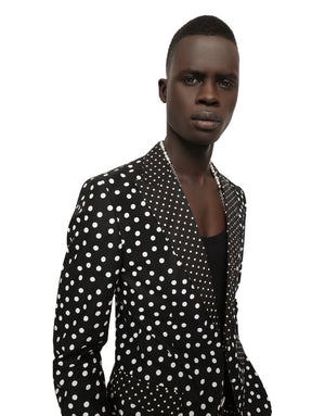 COTTON TAORMINA-FIT SUIT WITH POLKA-DOT PRINT
