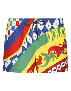 SHORT SWIM TRUNKS WITH CARRETTO PRINT
