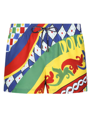 SHORT SWIM TRUNKS WITH CARRETTO PRINT