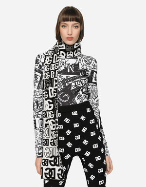 CASHMERE SCARF WITH ALL-OVER DG LOGO
