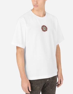 TECHNICAL JERSEY T-SHIRT WITH CRYSTALS AND DG LOGO