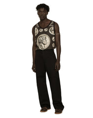 STRETCH COTTON WORKER PANTS WITH BRAND PLATE